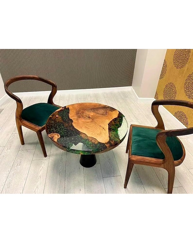 Unique Large Indoor Epoxy Resin Coffee Table Living Room Table Wooden Plant Floral Look Table for 2, 4, 6, 8 Epoxy Table Conference Table Side/End Table Top Only-18by18-3