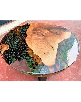 Unique Large Indoor Epoxy Resin Coffee Table Living Room Table Wooden Plant Floral Look Table for 2, 4, 6, 8 Epoxy Table Conference Table Side/End Table Top Only