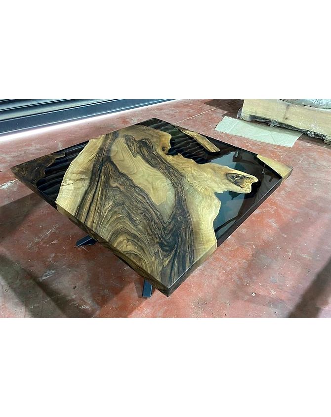 Large Indoor Epoxy Resin Dining Table Coffee Table Living Room Table Dark Black Smoke Table for 2, 4, 6, 8 Bar Counter Home Décor Side/End Table Top Only-60by30-3