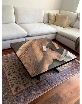 Large Indoor Epoxy Resin Dining Table Coffee Table Living Room Table Dark Black Smoke Table for 2, 4, 6, 8 Bar Counter Home Décor Side/End Table Top Only