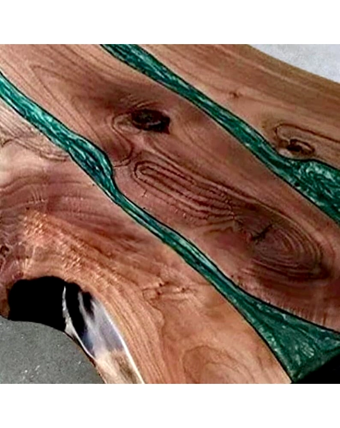 Large Indoor Realistic Wooden Green Multi River Table Epoxy Resin Dining Table Coffee Table End Table Walnut Table Living Room Table Top Only-60by30-4