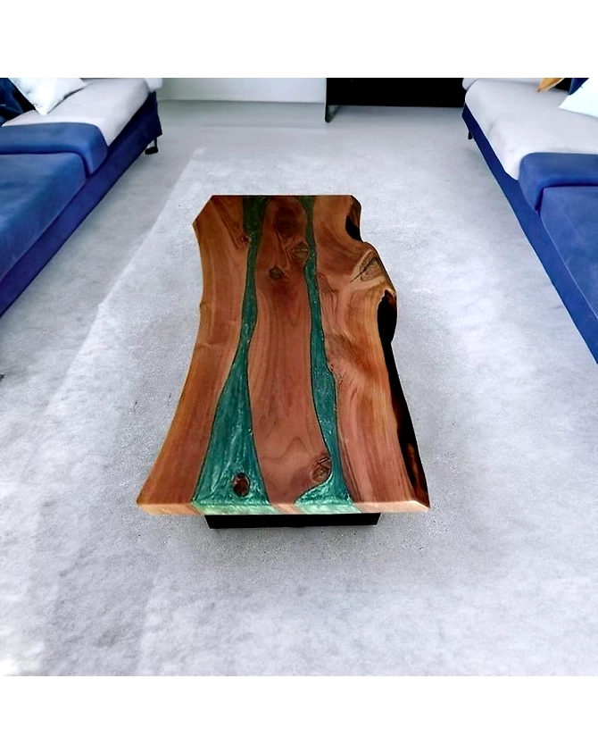 Large Indoor Realistic Wooden Green Multi River Table Epoxy Resin Dining Table Coffee Table End Table Walnut Table Living Room Table Top Only-60by30-2