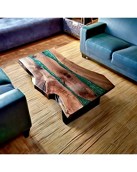 Large Indoor Realistic Wooden Green Multi River Table Epoxy Resin Dining Table Coffee Table End Table Walnut Table Living Room Table Top Only