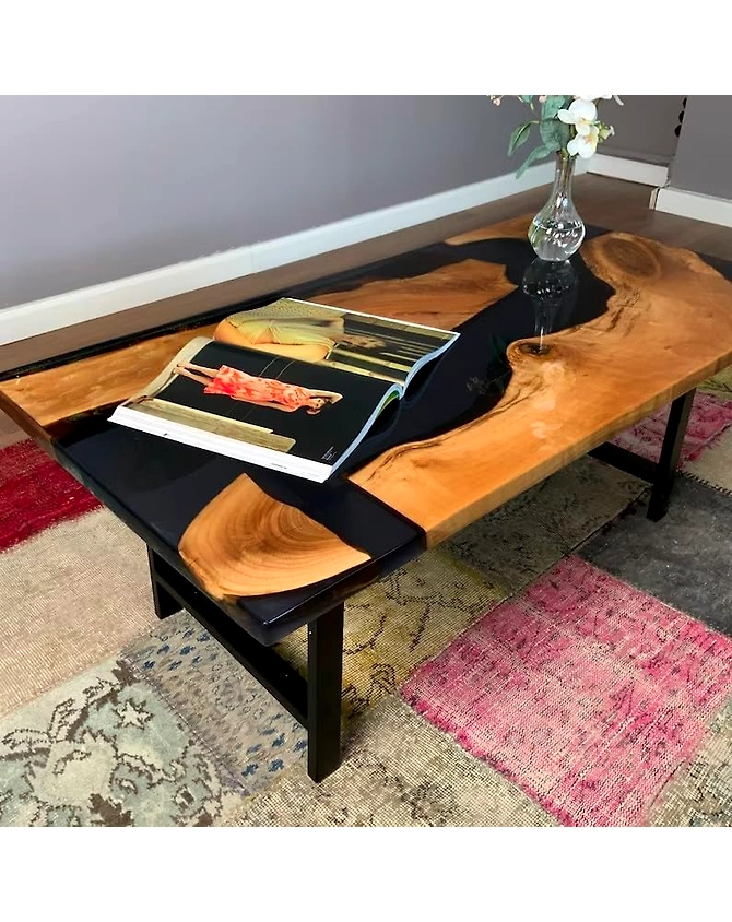 Custom Large Black Epoxy Coffee Table Dinning Table Living Room Table River Flow Table for 2, 4, 6, 8 Coastal Table Patio Table Home Décor Side/End Table Wooden Table Top Only-60BY30-3