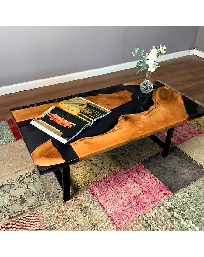 Custom Large Black Epoxy Coffee Table Dinning Table Living Room Table River Flow Table for 2, 4, 6, 8 Coastal Table Patio Table Home Décor Side/End Table Wooden Table Top Only-60BY30-2