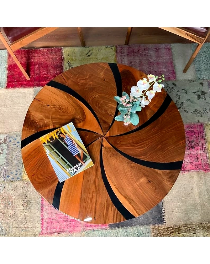 Large Indoor Elegant Design with Wooden Accents Coffee Table Epoxy Dining Table Living Room Table Coastal Table Top Side/End Table Top Only-18by18-4