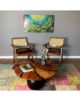 Large Indoor Elegant Design with Wooden Accents Coffee Table Epoxy Dining Table Living Room Table Coastal Table Top Side/End Table Top Only