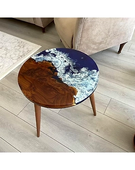 Natural Custom Made Blue Epoxy Coffee Table End Table Bar Counter Top Living Room Table Ocean Feel Table for 2, 4, 6, 8 Side Table Home Décor Table Patio Table Top Only