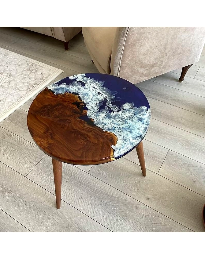 Natural Custom Made Blue Epoxy Coffee Table End Table Bar Counter Top Living Room Table Ocean Feel Table for 2, 4, 6, 8 Side Table Home Décor Table Patio Table Top Only-epoxyblue-1