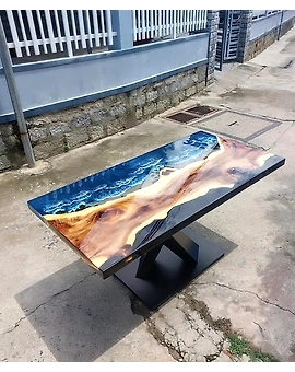 Unique Large Indoor Multi Epoxy Dining Table Resin Coffee Table Living Room Ocean Beach Flow Look Table for 2, 4, 6, 8 Epoxy Table Top Only