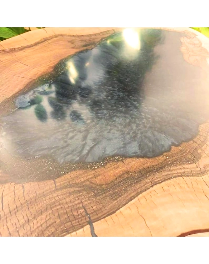 Natural Wood Resin Epoxy Beautiful Mini Lake Look Table Coastal Table Top Dining Table Coffee Table Luxury Table Unique Epoxy Table Top Only-18by18-3