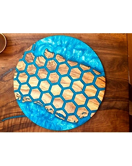 Unique Indoor Hexagon Blocks Round Table Resin Coffee Table River Living Room Table for 2, 4, 6, 8 Table Top Only