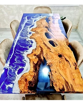 Large Indoor Ocean Look Epoxy Resin Dining Table Living Room Table Resin Table for 2, 4, 6, 8 Living Room Table Console Table Bar Counter Top Only