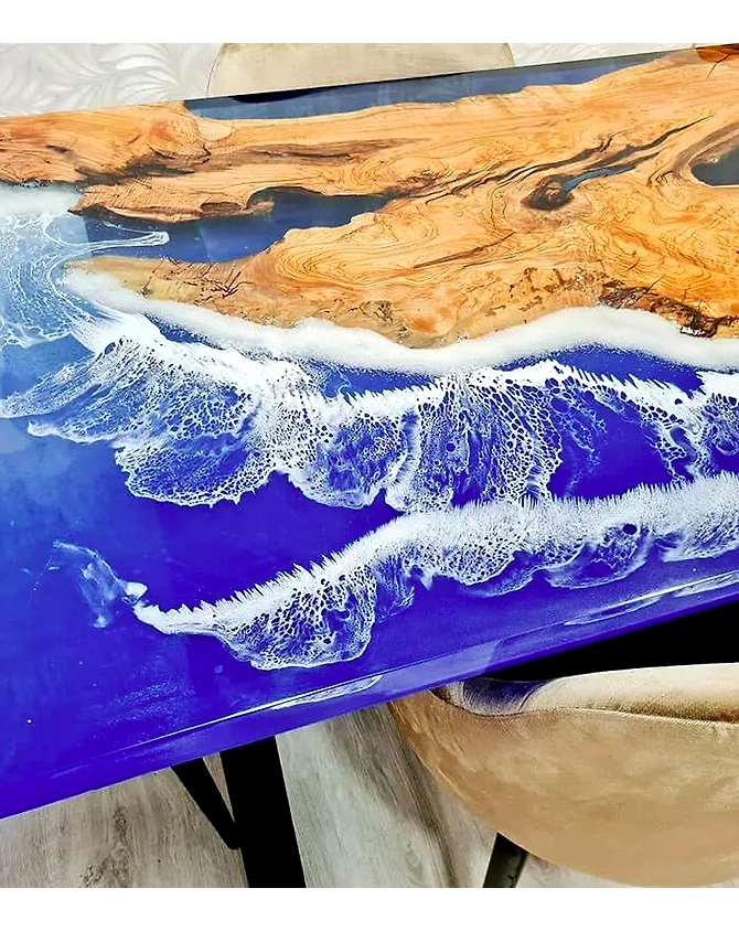 Large Indoor Ocean Look Epoxy Resin Dining Table Living Room Table Resin Table for 2, 4, 6, 8 Living Room Table Console Table Bar Counter Top Only-60BY30-2