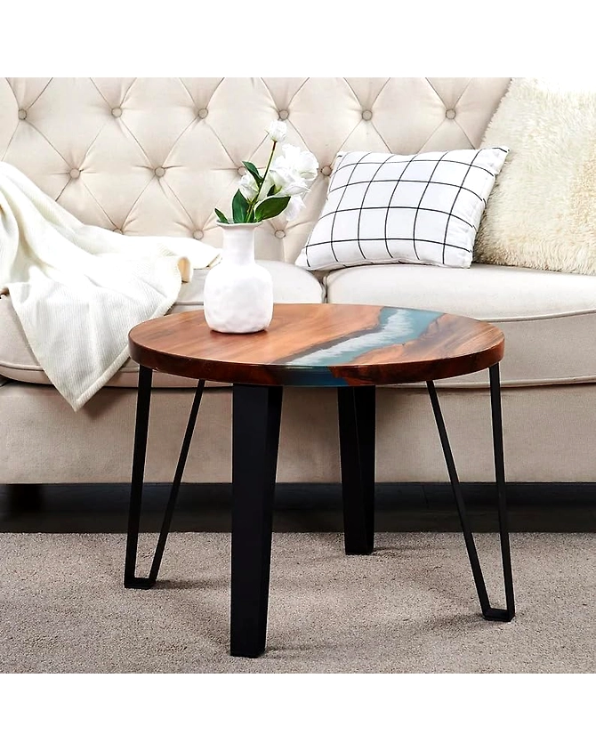 Large Indoor Blue Round Table Resin Coffee Table River Table Living Room for 2, 4, 6, 8 Table Top Counter Top Luxury Table Side/End Table Top Only-18by18-4