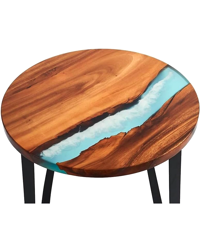 Large Indoor Blue Round Table Resin Coffee Table River Table Living Room for 2, 4, 6, 8 Table Top Counter Top Luxury Table Side/End Table Top Only-18by18-3