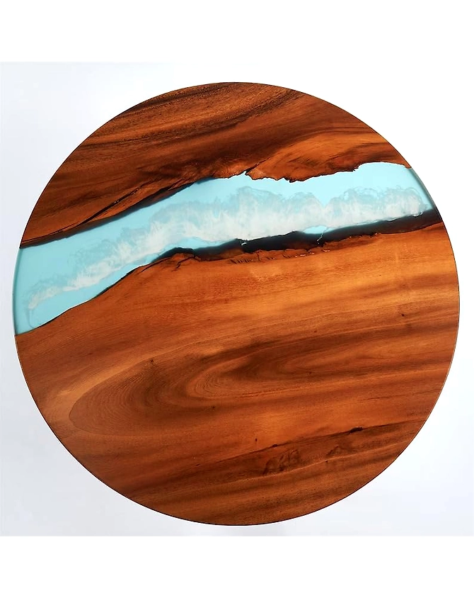 Large Indoor Blue Round Table Resin Coffee Table River Table Living Room for 2, 4, 6, 8 Table Top Counter Top Luxury Table Side/End Table Top Only-18by18-2