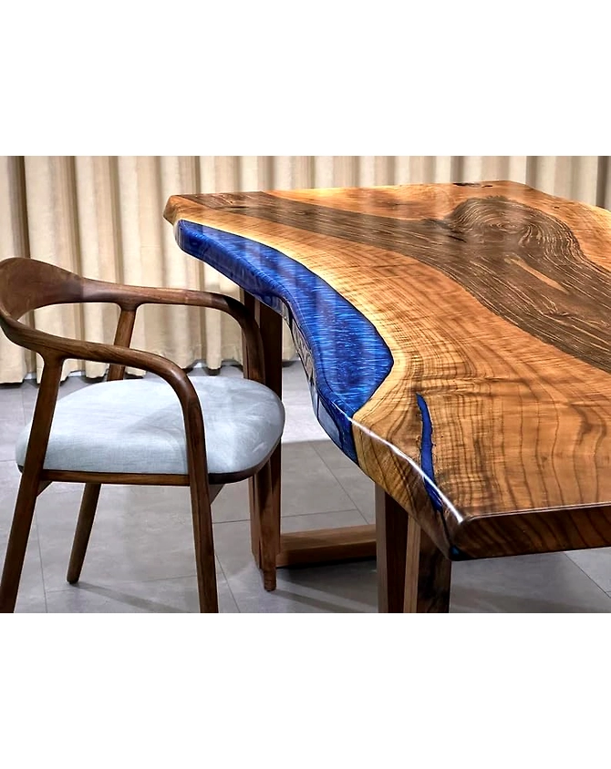 Large Indoor Blue Island Look Epoxy Resin River Dining Table Coffee Table End Table Wooden Table Living Room Table Bar Counter Top Only-60by30-4