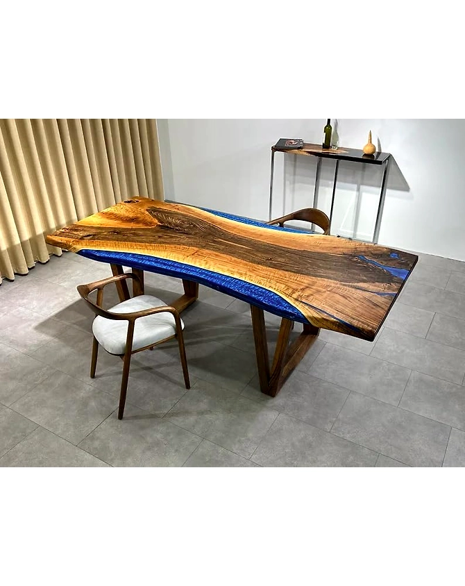Large Indoor Blue Island Look Epoxy Resin River Dining Table Coffee Table End Table Wooden Table Living Room Table Bar Counter Top Only-60by30-3
