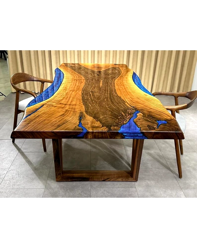 Large Indoor Blue Island Look Epoxy Resin River Dining Table Coffee Table End Table Wooden Table Living Room Table Bar Counter Top Only-60by30-2