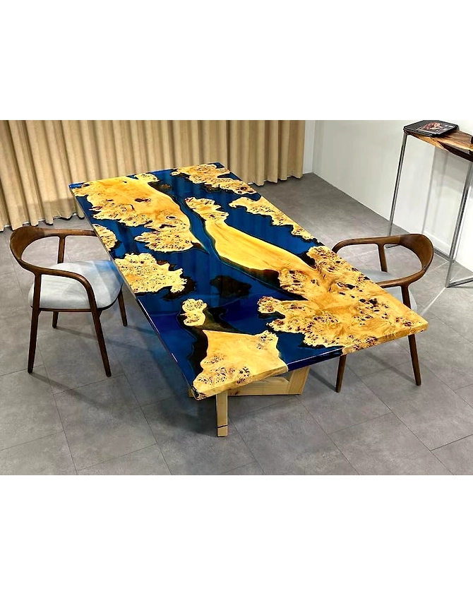 Large Indoor Clear Blue Epoxy Dining Table Resin Coffee Table Ocean Table Living Room Night Glow River for 2, 4, 6, 8 Table Epoxy Table Top Only-60by30-3
