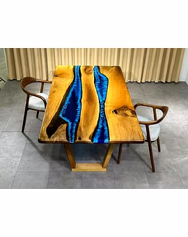 Custom Made Indoor Epoxy Dining Table Epoxy Coffee Table Living Room Table Blue Multi River Flow for 2, 4, 6, 8 Epoxy Table Top Only