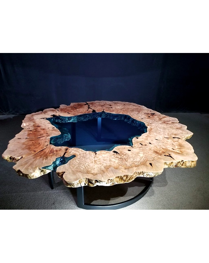 Large Indoor Epoxy Round Pond River Resin Dining Table 2, 4, 6, 8 , End Table, Beautiful Handmade Coffee Table, Side Table, Counter Table Top Only-18by18-2