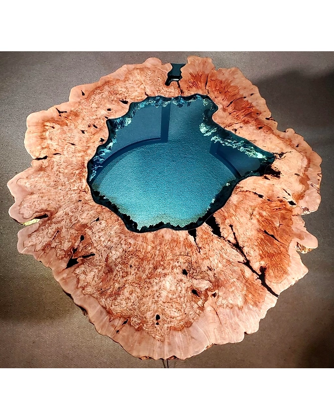 Large Indoor Epoxy Round Pond River Resin Dining Table 2, 4, 6, 8 , End Table, Beautiful Handmade Coffee Table, Side Table, Counter Table Top Only-PoundRiver-1
