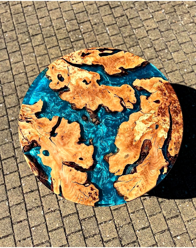Personalized Round Blue River Table Top, Epoxy Resin Table, Living Room Furniture, Coffee Table, Side/End Table,  Patio Table Bar Counter Top Only-Coffeetable-1