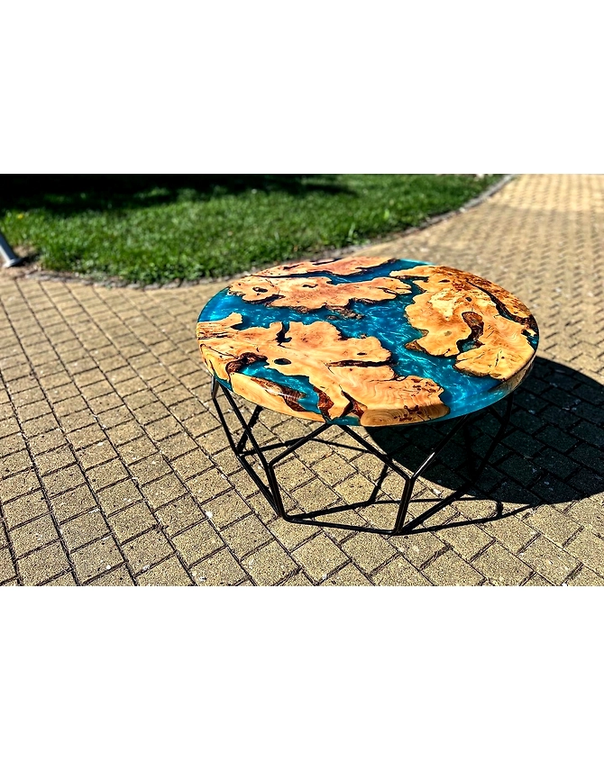 Personalized Round Blue River Table Top, Epoxy Resin Table, Living Room Furniture, Coffee Table, Side/End Table,  Patio Table Bar Counter Top Only-18by18-2