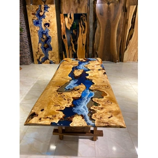 Acacia Wooden Rectangular Ocean Blue Resin Table 2, 4, 6, 10 Living Room Furniture, Coffee Table , Coastal Table , Bar Counter Top Only