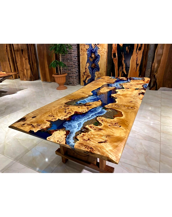 Acacia Wooden Rectangular Ocean Blue Resin Table 2, 4, 6, 10 Living Room Furniture, Coffee Table , Coastal Table , Bar Counter Top Only-60by30-2