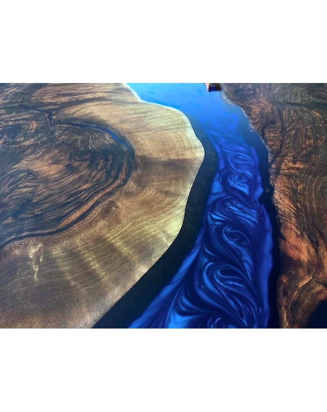 Customized Rectangular Dark Walnut Blue River Epoxy Table, Dining Table Top 2, 4, 6, 8 Home Decor Table, Wooden Resin Table Top Only-60by30-4