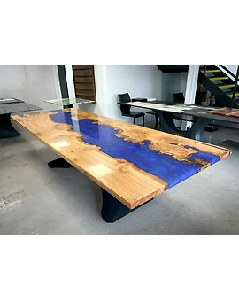 Mango Wood Island Look Epoxy Resin Table , Kitchen& Dining Table, End table / Side Table Conference Table Home Décor Patio Table Top Only