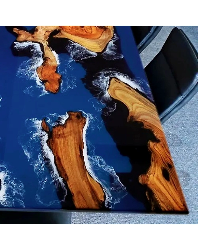 Large Stunning Ocean Dark Blue Epoxy Resin Table, Dining Table &amp; 2,4,6,8 Living Room Table Console Table Bar Counter Wooden Walnut Table Top-60by30-3