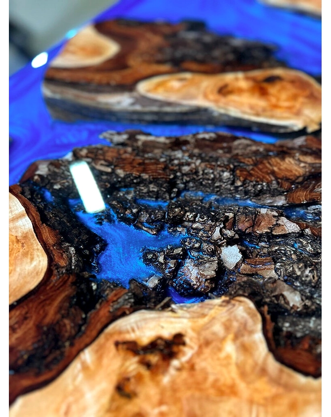 Natural Acacia Wood Multi Blue Epoxy Resin Table Dining Table River Table Live Edge Epoxy Ocean Table Center Table End/Side Patio Table Top Only-60by30-4