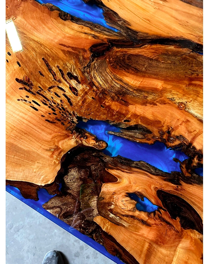 Natural Acacia Wood Multi Blue Epoxy Resin Table Dining Table River Table Live Edge Epoxy Ocean Table Center Table End/Side Patio Table Top Only-60by30-3