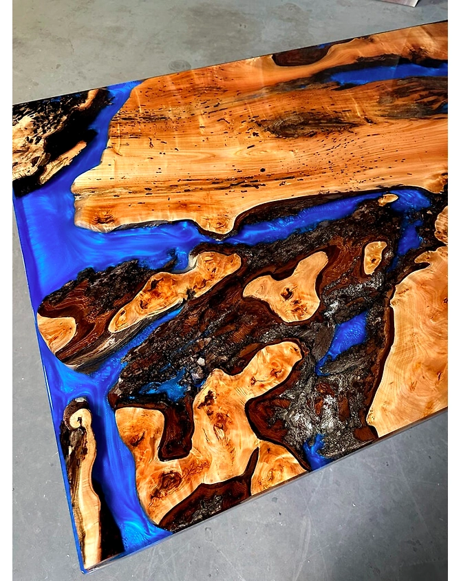 Natural Acacia Wood Multi Blue Epoxy Resin Table Dining Table River Table Live Edge Epoxy Ocean Table Center Table End/Side Patio Table Top Only-60by30-2