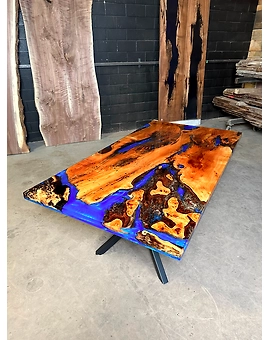 Natural Acacia Wood Multi Blue Epoxy Resin Table Dining Table River Table Live Edge Epoxy Ocean Table Center Table End/Side Patio Table Top Only