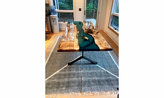 Wooden Dark Green Look Resin Epoxy Table Top,  Kitchen & Dining Table, High gloss Home Decor Table, Counter Bar Patio Table Top Only