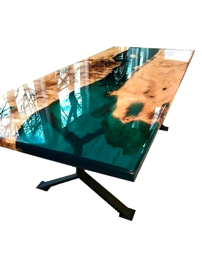 Wooden Dark Green Look Resin Epoxy Table Top,  Kitchen &amp; Dining Table, High gloss Home Decor Table, Counter Bar Patio Table Top Only-60by30-2