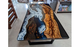 Personalized Sea Dark Blue Epoxy Resin Dining Table Living Room Table Resin Table for 2, 4, 6, 8 Living Room Table Console Table Bar Counter Top Only