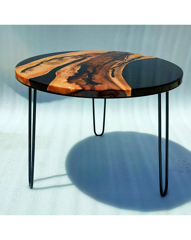 Epoxy Round Resin Art Solid Wood Table top, Kitchen &amp; Dining Table CoffeeTable  Living Room Furniture Wood Live Edge Handmade Table Top Only-18by18-3