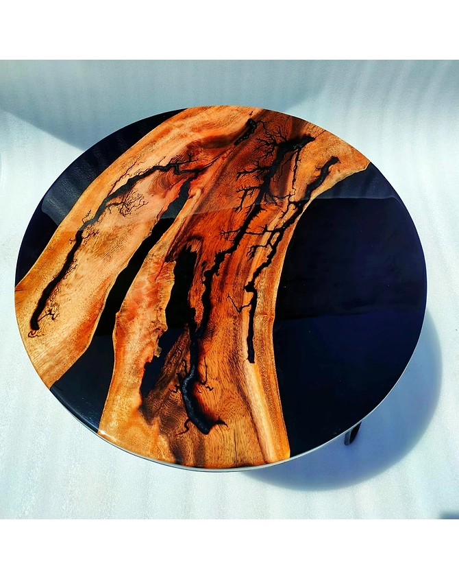 Epoxy Round Resin Art Solid Wood Table top, Kitchen &amp; Dining Table CoffeeTable  Living Room Furniture Wood Live Edge Handmade Table Top Only-18by18-2