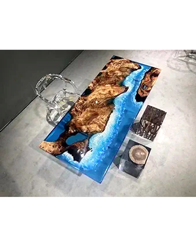 Personalized Mountain Ocean Look  Epoxy Resin Dining Table, High Gloss Home Decor , Wooden Table Patio Table, Bar Counter Top Only-60by30-2