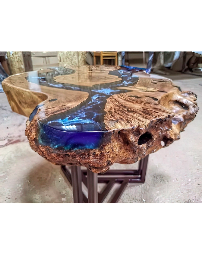 Customized Round Large Beautiful Handmade Dark Blue Epoxy Resin Table 2, 4, 6, 8  Coffee Table ,Side &amp; End Table Patio Table Top Only-18by18-4