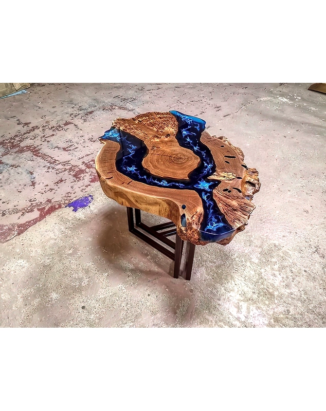 Customized Round Large Beautiful Handmade Dark Blue Epoxy Resin Table 2, 4, 6, 8  Coffee Table ,Side &amp; End Table Patio Table Top Only-18by18-2