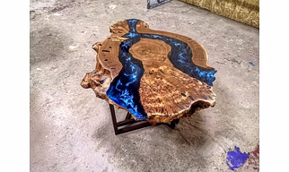 Customized Round Large Beautiful Handmade Dark Blue Epoxy Resin Table 2, 4, 6, 8  Coffee Table ,Side & End Table Patio Table Top Only