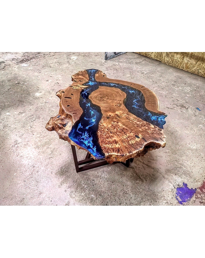 Customized Round Large Beautiful Handmade Dark Blue Epoxy Resin Table 2, 4, 6, 8  Coffee Table ,Side &amp; End Table Patio Table Top Only-86654-1