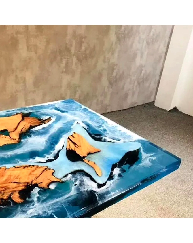 Customized Large Epoxy Resin Table, Unique Ocean Blue, Kitchen &amp; Dining Table for 2, 4, 6, 8, Bar Counter Living Room Table Top Only-60by30-4